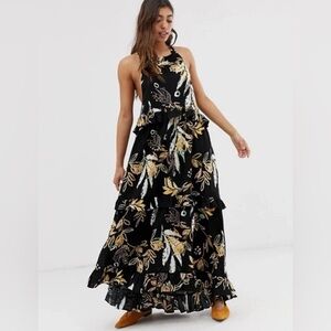 Free People Black Floral Jumpsuit